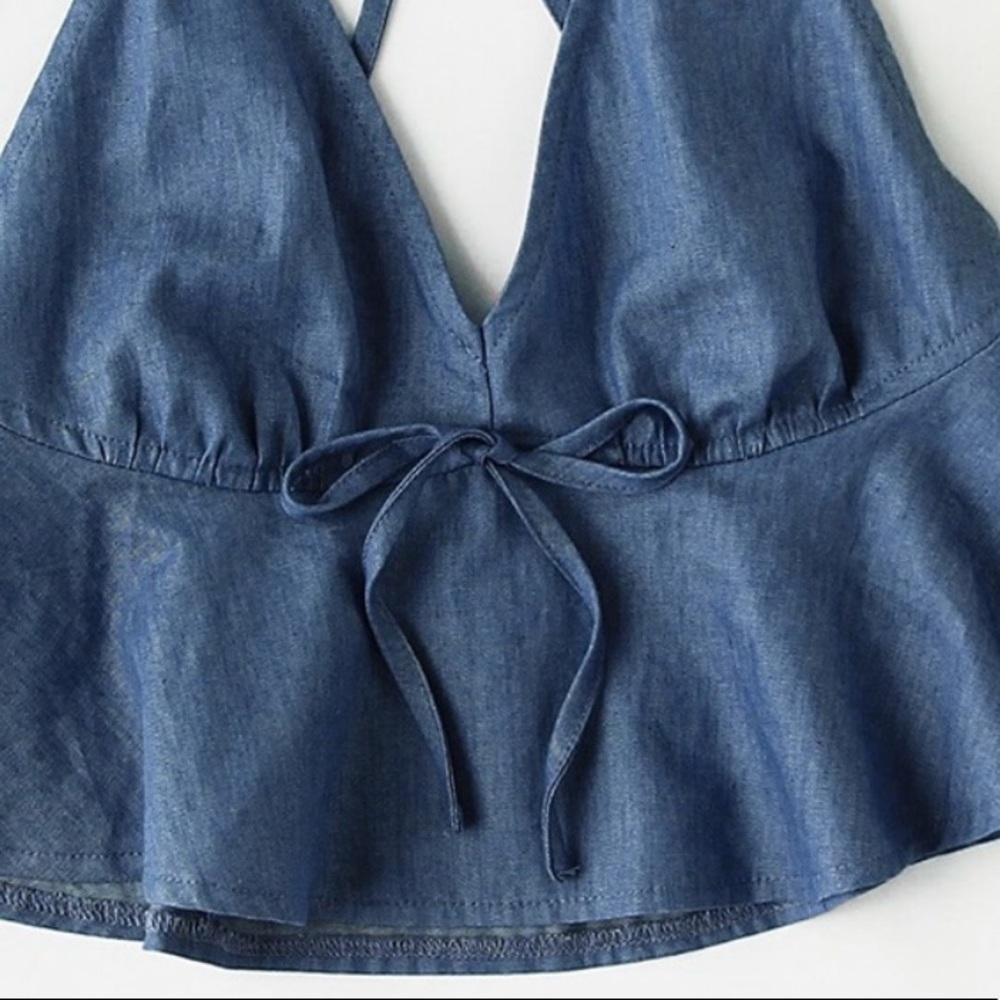 Like new Chambray crop top-worn once denim
